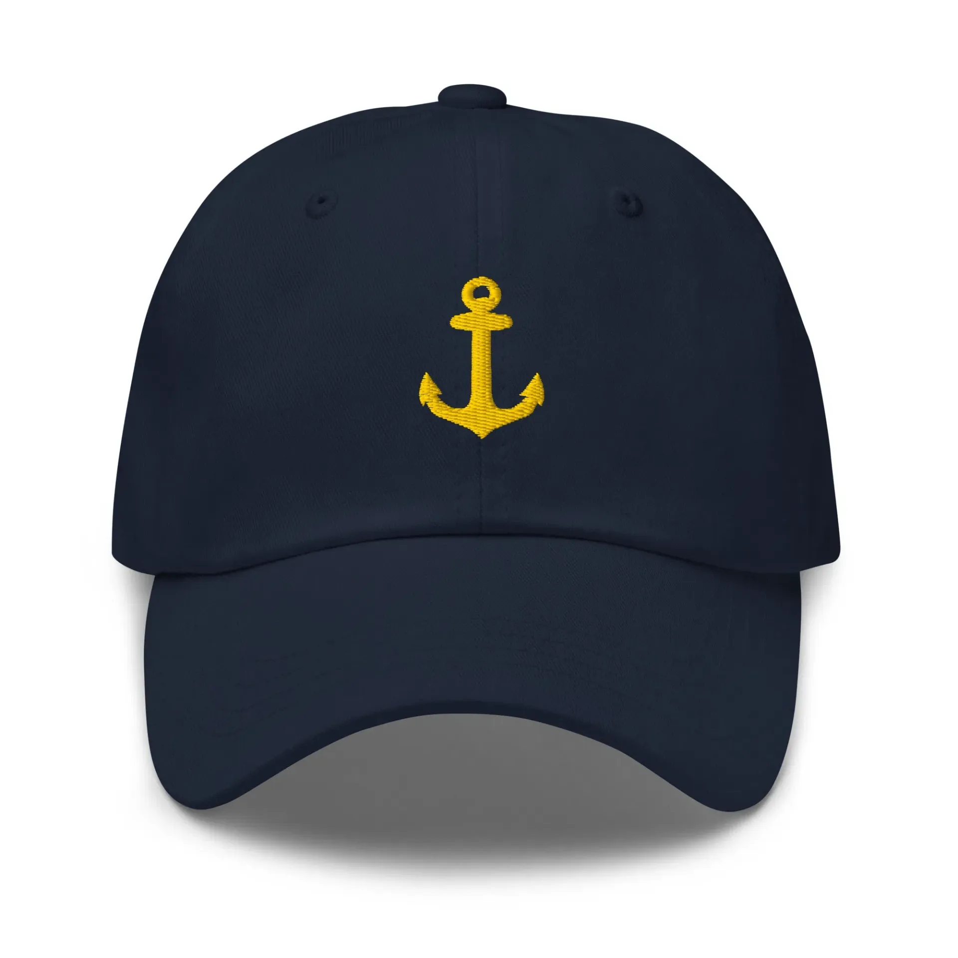 Navy cap with gold embroidered anchor